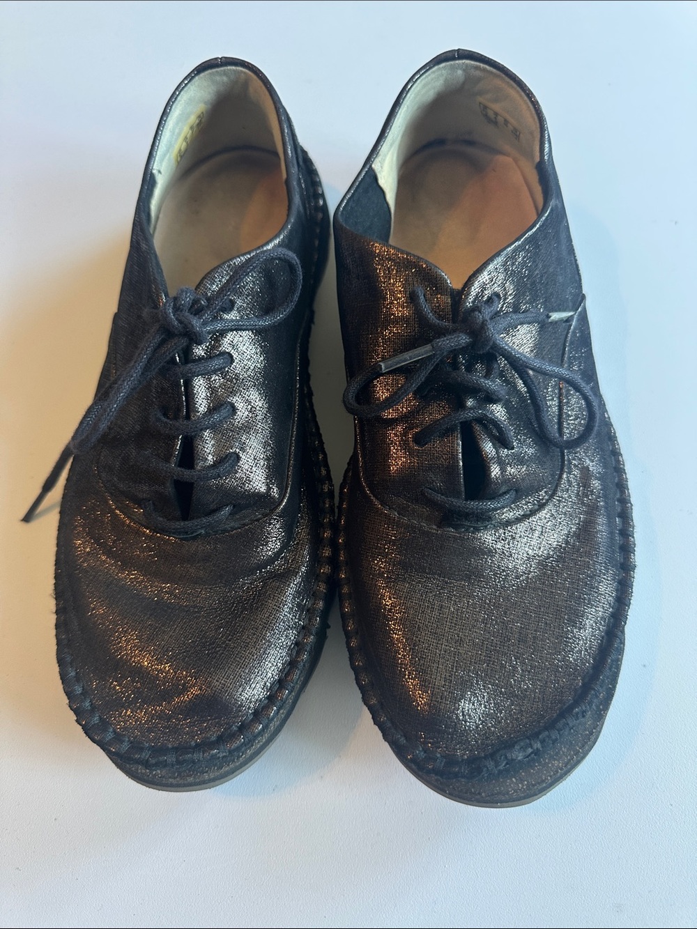 Clarks Women's Metallic Black Lace-Up Derbies